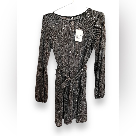 Sparkly Sequins Black Party Dress Long Sleeve new - Picture 1 of 6